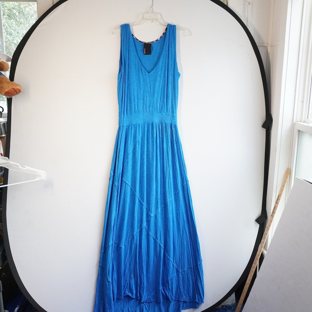 Dolan T-Shirt Womens Blue V-Neck Sleeveless Maxi Dress Slub Knit Large Resort